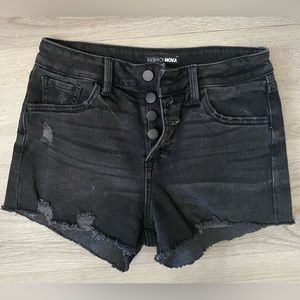 Black Distressed Cutoff Denim Shorts